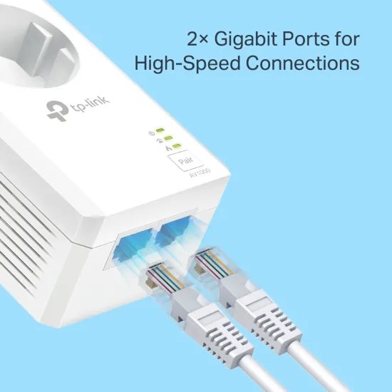 TP-LINK TL-PA7027P KIT AV1000 2-Port Gigabit Passthrough Powerline Starter Kit