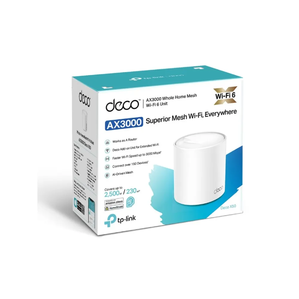 TP-LINK DECO X50(1-pack) AX3000 Whole Home Mesh WiFi 6 System, Coverage: up to 230m2