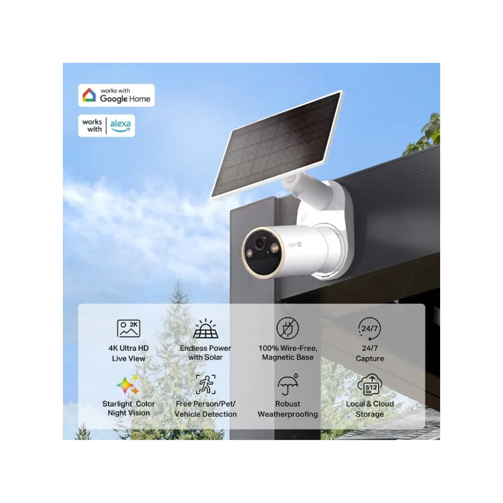 TP-LINK TAPO C460 KIT 4K 8MP Solar-Powered Security Camera Kit, Free AI Detection, F1.6 lens