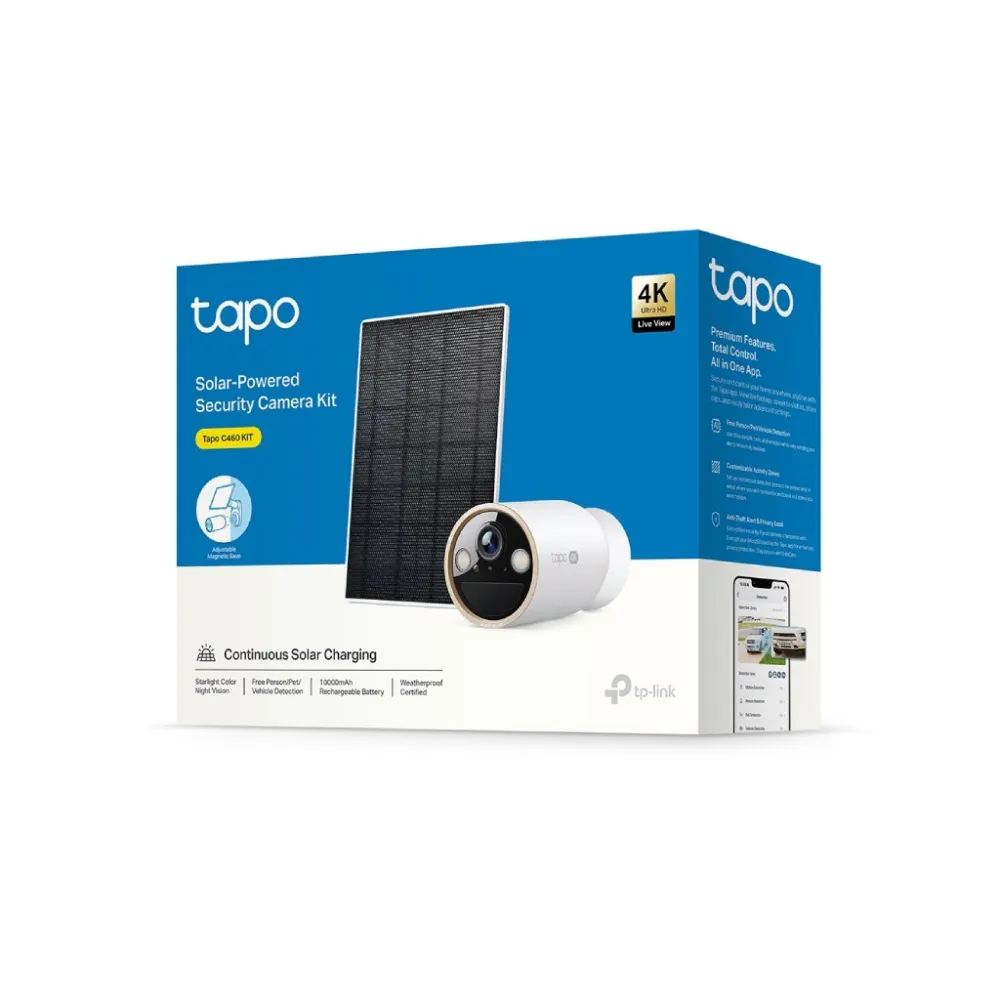 TP-LINK TAPO C460 KIT 4K 8MP Solar-Powered Security Camera Kit, Free AI Detection, F1.6 lens
