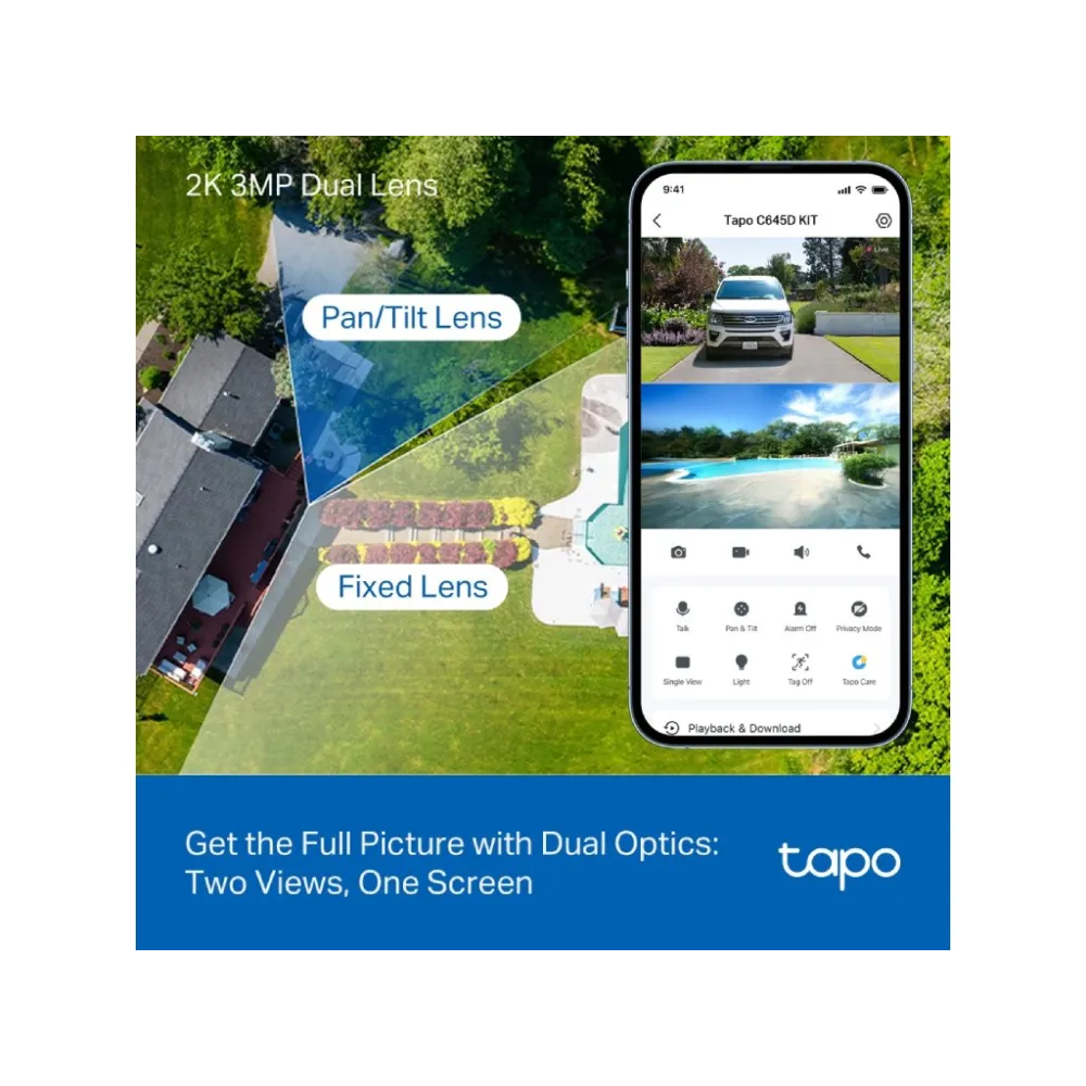 TP-LINK TAPO C645D KIT Dual 2K Solar-Powered Dual-Lens Pan/Tilt Security Camera Kit