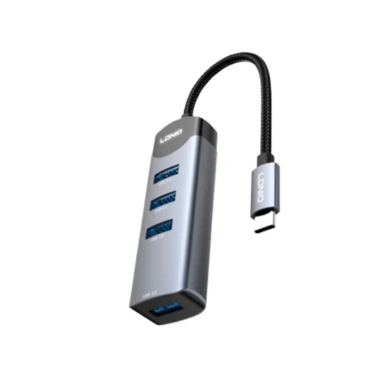 DS-134C adapter USB Tip C HUB 4port sivi