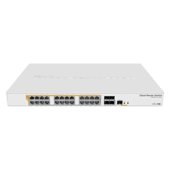 Mikrotik Router/switch CRS328-24P-4S+RM 24 port Gigabit Ethernet with four 10Gbps SFP+ ports in 1U rackmount case, Dual Boot and