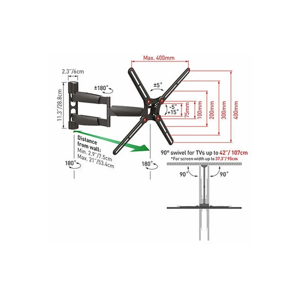 BM343LP LCD TV zglobni zidni nosač do 65 inča