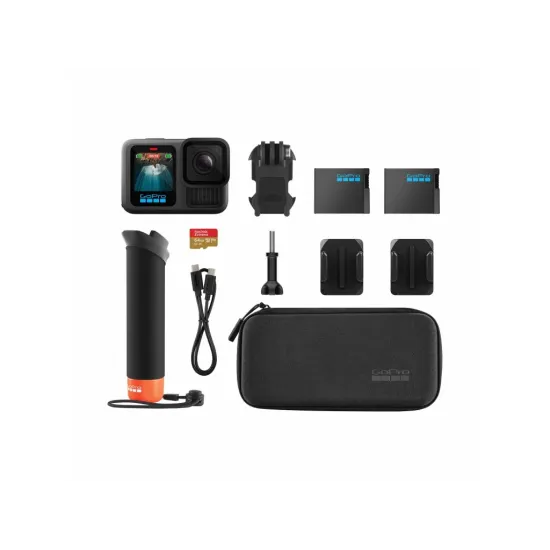GoPro HERO 13 Black Accessory Bundle - The Handler + Enduro battery + Curved Adhesive Mount + Case