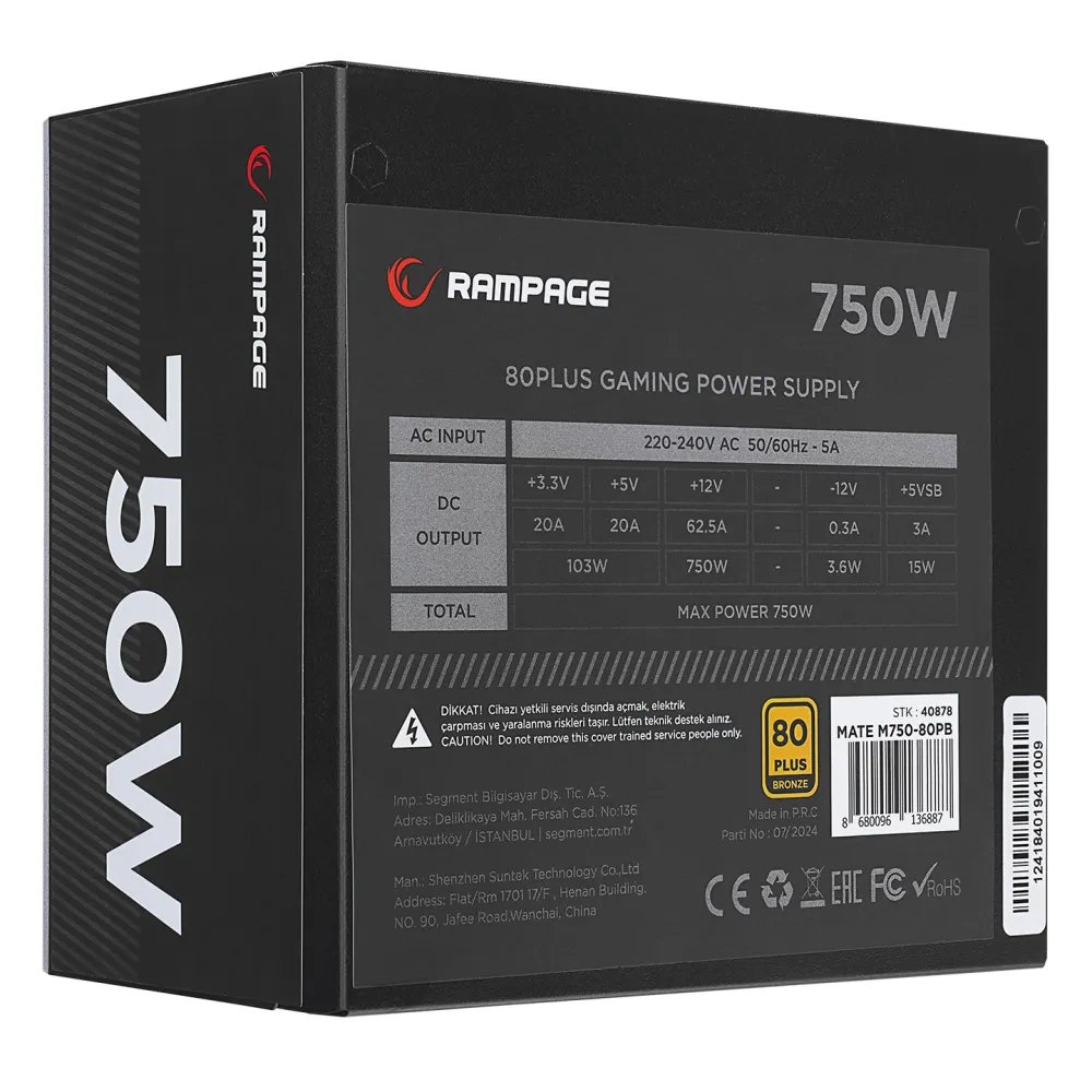Rampage Napajanje MATE M750-80PB 750W 80+ Bronze Full Modular
