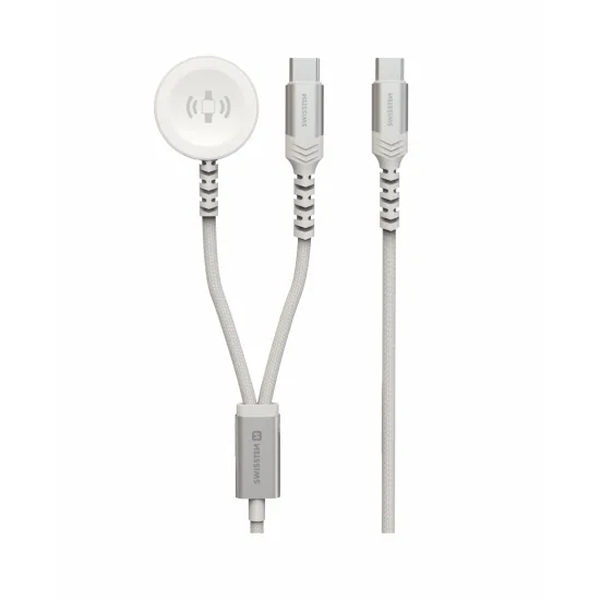 Swissten Kabl 2in1 punjač za Apple Watch i USB-C, USB-C 1.2m White