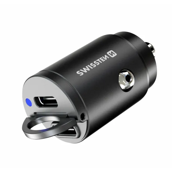 Swissten Car Adapter 2X USB-C 45W Nano Black