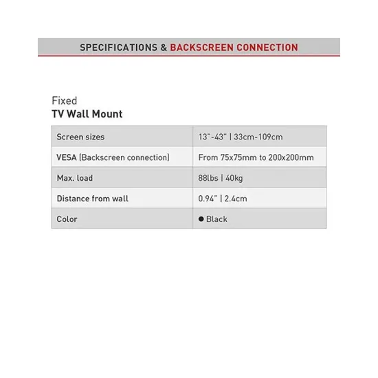 E202+.B LCD TV zidni nosač do 43 inča