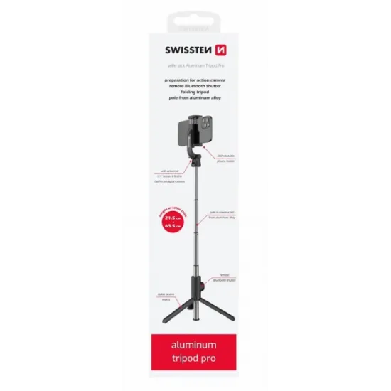 Swissten Tripod Pro Bluetooth Selfie Stick Aluminum