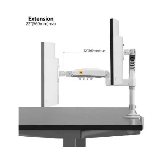 H180 stoni nosač za dva monitora beli 17-27 inča