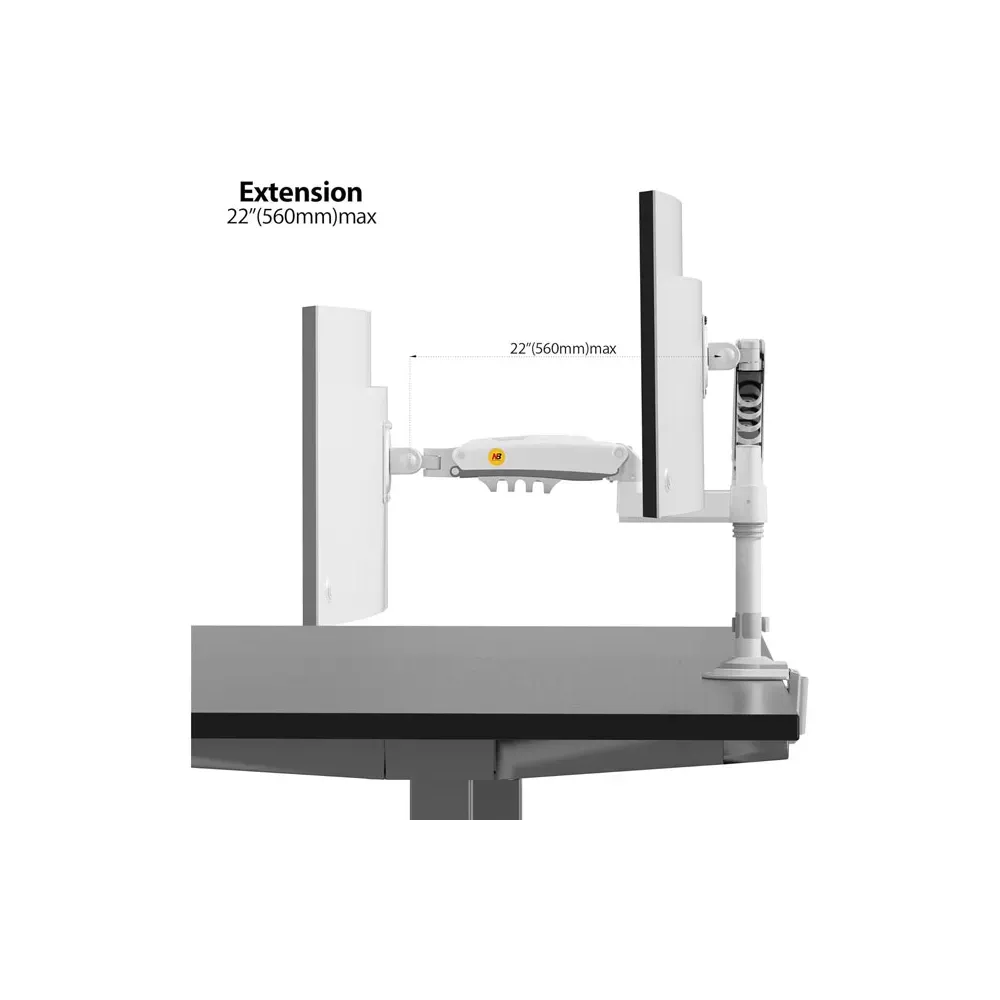 H180 stoni nosač za dva monitora beli 17-27 inča
