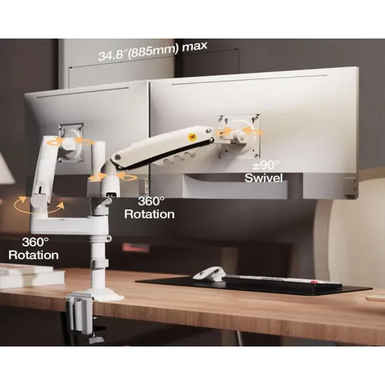 H180 stoni nosač za dva monitora beli 17-27 inča