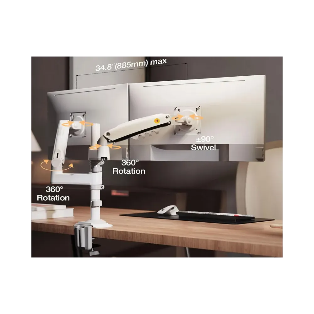 H180 stoni nosač za dva monitora beli 17-27 inča