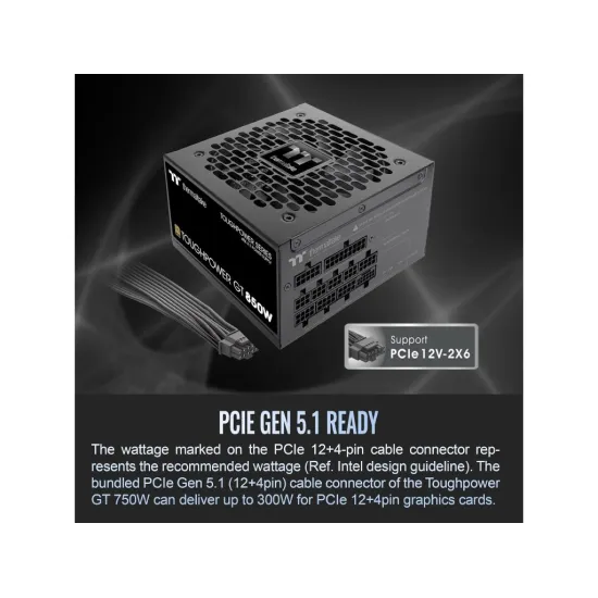 THERMALTAKE PSU Toughpower GT 850W 80 PLUS GOLD, ATX 3.1, fully modular, PCIe 12V-2x6 (12+4 pin)