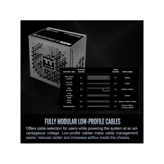 THERMALTAKE PSU Toughpower GT 850W 80 PLUS GOLD, ATX 3.1, fully modular, PCIe 12V-2x6 (12+4 pin)