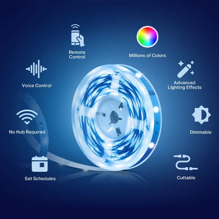 TP-LINK Tapo L900-5 Smart Wi-Fi Light Strip, 5m, 2.4 GHz, Multicolour, Dimmable, Voice Control