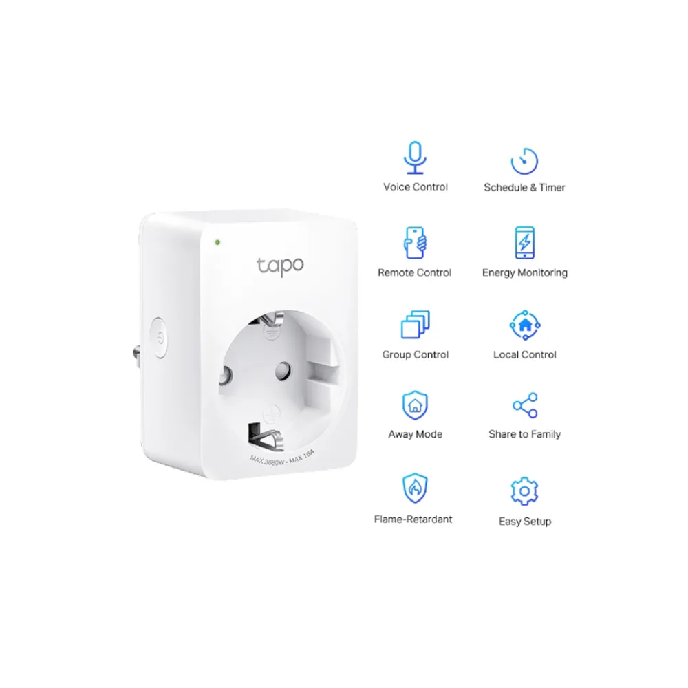 TP-LINK Tapo P110 Mini Smart Wi-Fi Socket, Energy Monitoring, Remote Control, Voice Control