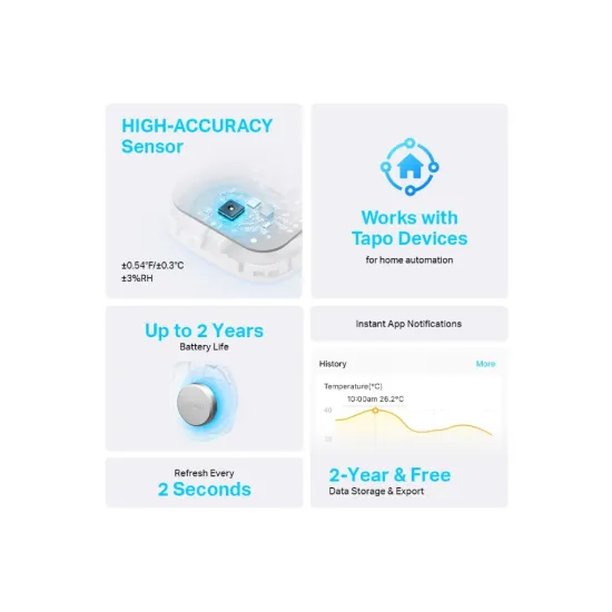 TP-LINK TAPO T310 Smart Temperature & Humidity Sensor, App Notification Alerts