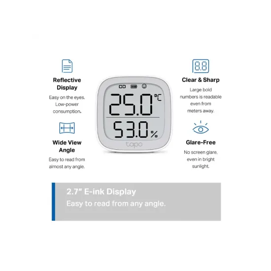 TP-LINK TAPO T315 Smart Temperature & Humidity Monitor, Real-Time Monitoring, 2.7 E-ink Display