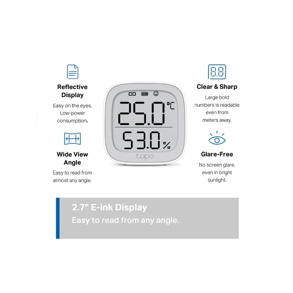 TP-LINK TAPO T315 Smart Temperature & Humidity Monitor, Real-Time Monitoring, 2.7 E-ink Display