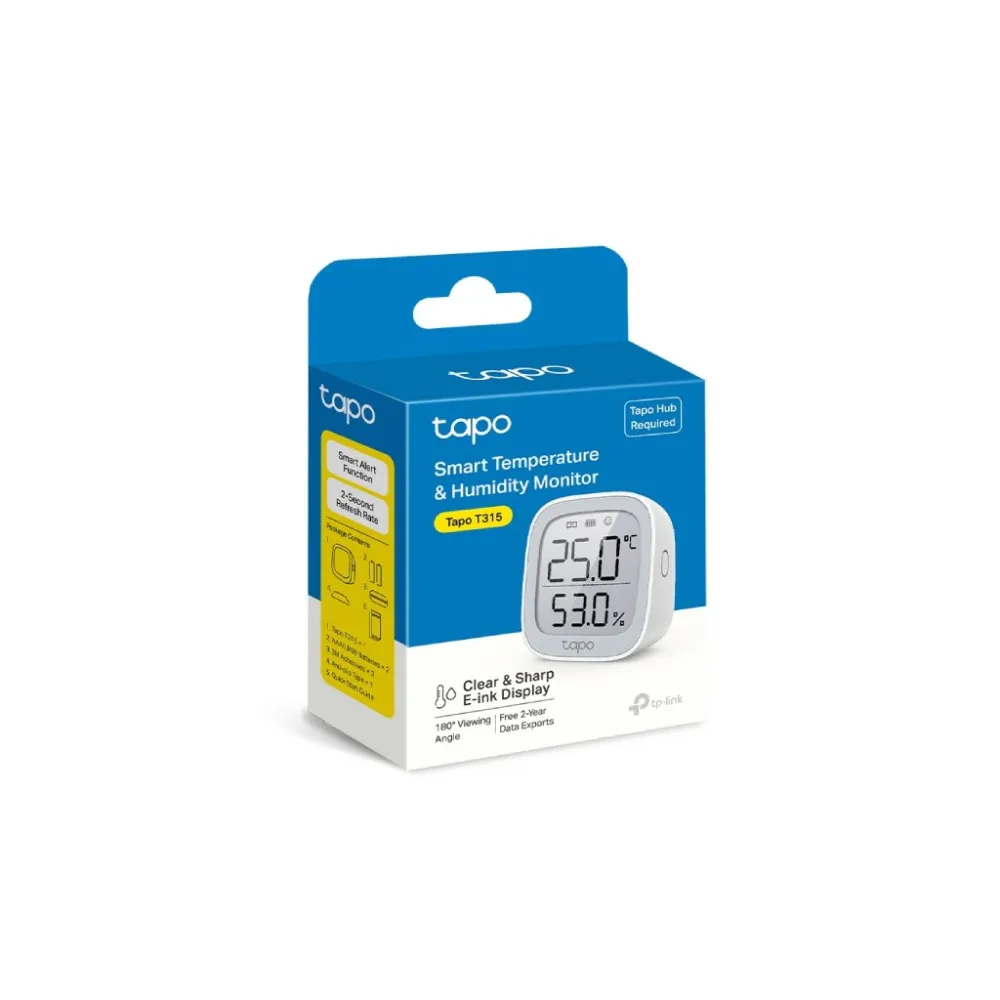TP-LINK TAPO T315 Smart Temperature & Humidity Monitor, Real-Time Monitoring, 2.7 E-ink Display