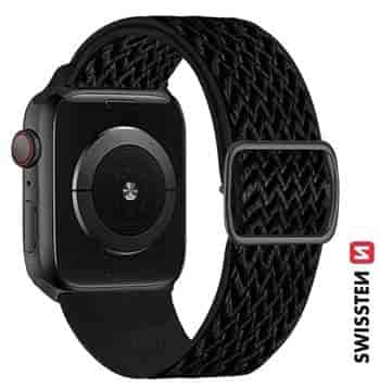 Nylon band for Apple watch, black, with buckle (42, 44, 45, 49) mm