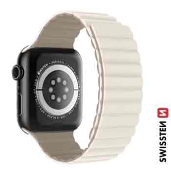 Silicone band for Apple watch, magnetic, white/cappuccino (38, 40, 41) mm