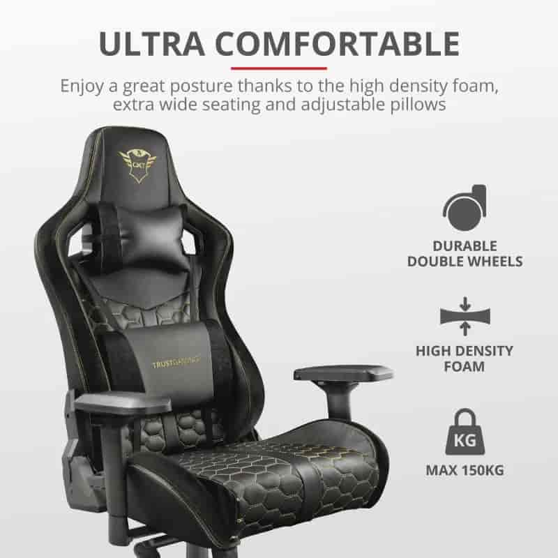 TRUST GXT 712 Resto Pro Gaming Chair Premium, highly adjustable gaming chair with extra wide seat