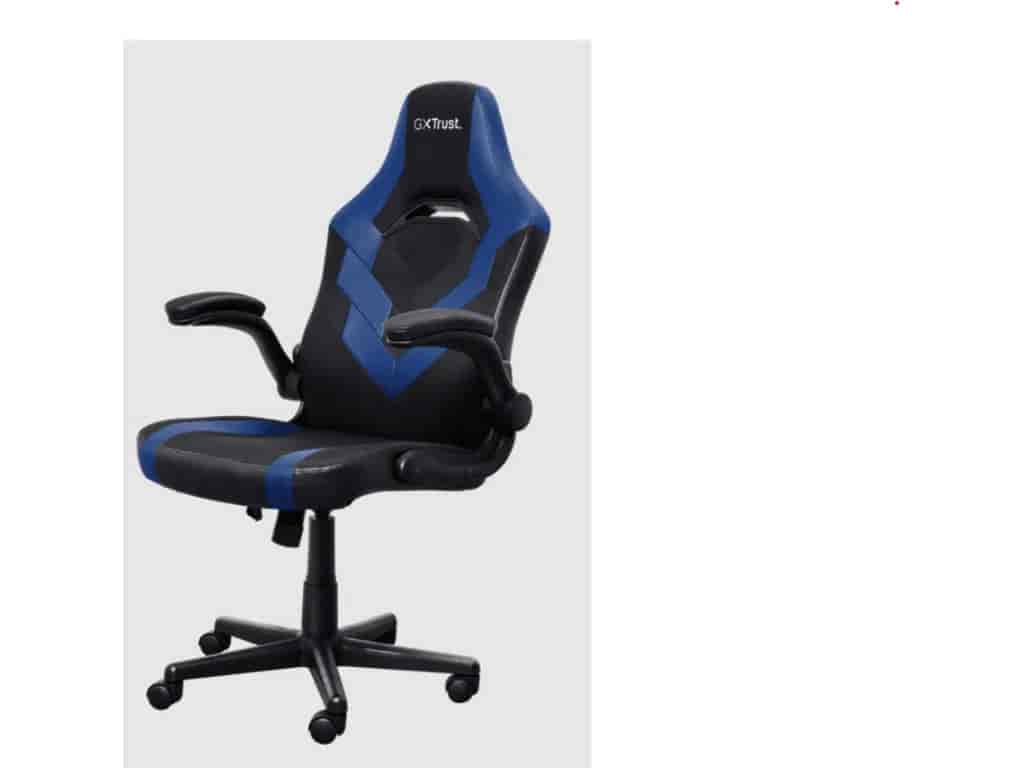 TRUST GXT 703B Riye Comfortable adjustable gaming chair,flip-up armrests,Max weight 140kg,Blue