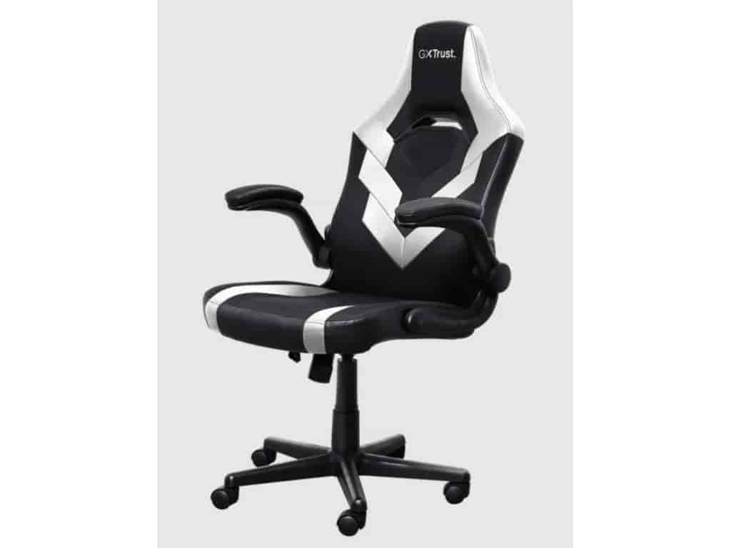 TRUST GXT 703W Riye Comfortable adjustable gaming chair,flip-up armrests, Max weight 140kg,White