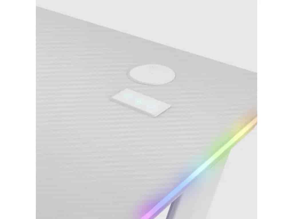 TRUST GXT709W Luminus RGB Gaming Desk White - Cup holder, W: 1200 mm, H: 740 mm, D: 600 mm