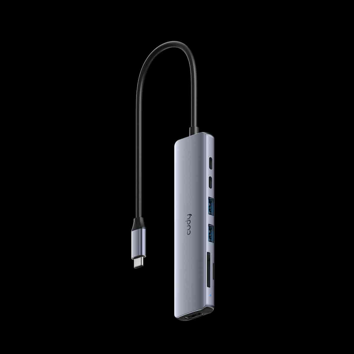 CUDY HUB 7-in-1 1x HDMI 4K, 1x USB Type-C PC 100W, 1x USB Type-C, 2x USB A 3.2, 1x FT slot, 1x SDXC slot