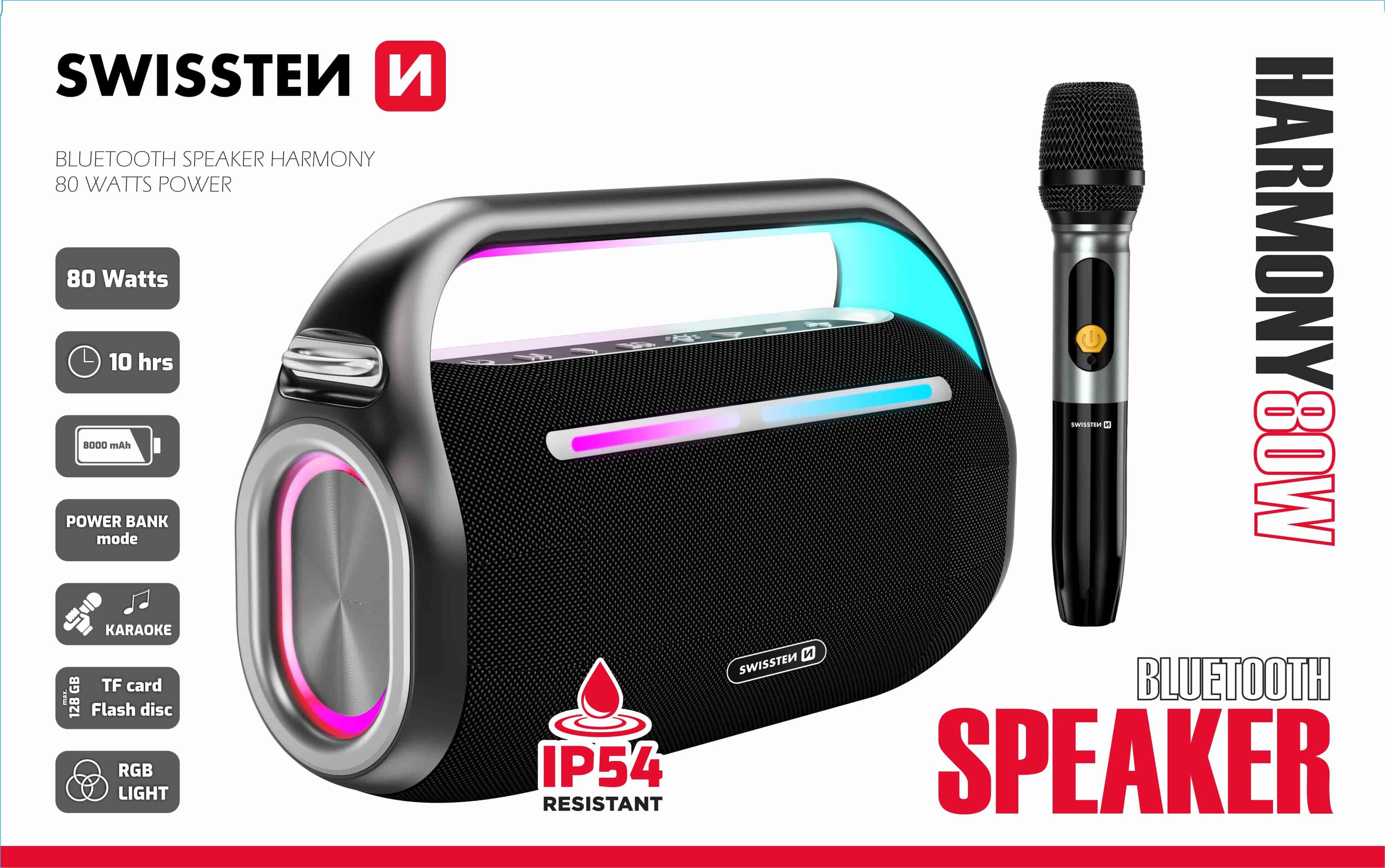 Swissten Zvučnik Bluetooth Harmony 80W Black