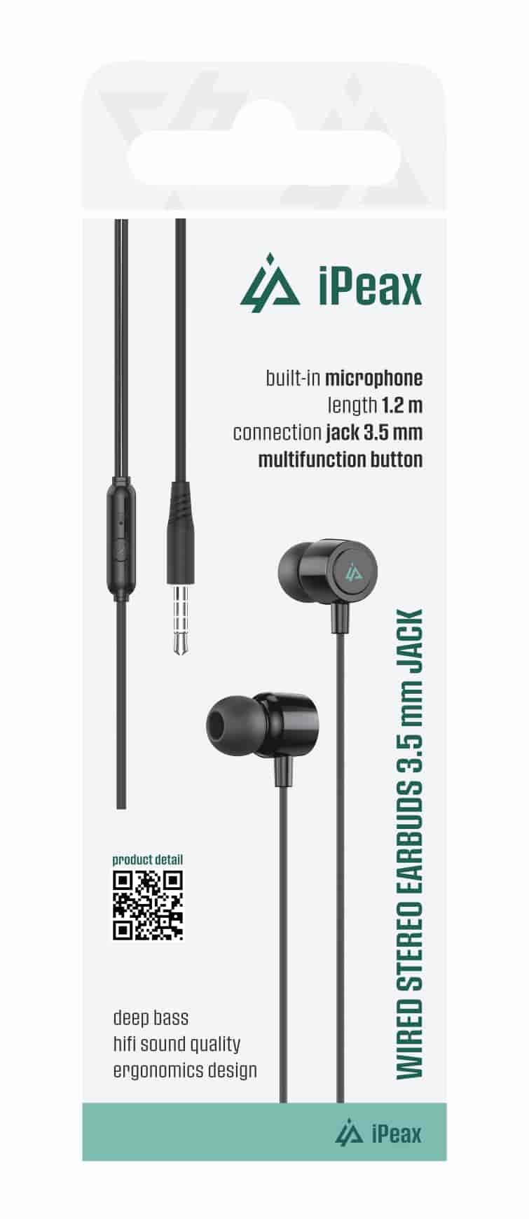 iPEAX Slušalice Wired 3.5mm Jack Black