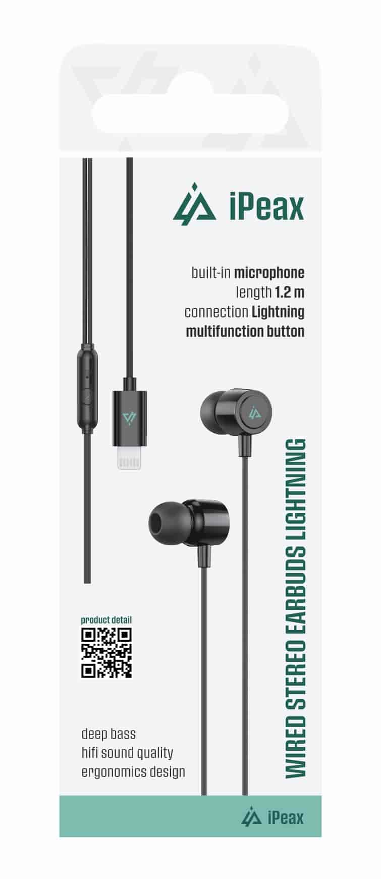 iPEAX Slušalice Wired Lightning Black