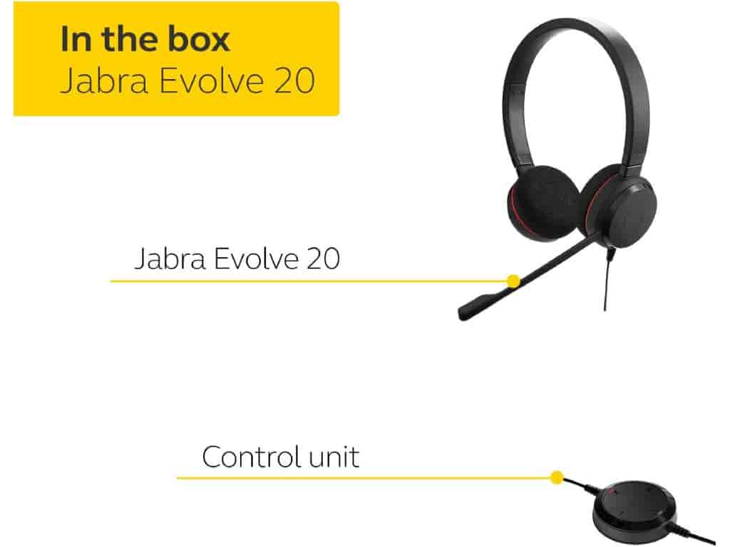 JABRA Evolve 20 MS Stereo Professional USB Headset, Noise-cancelling microphone