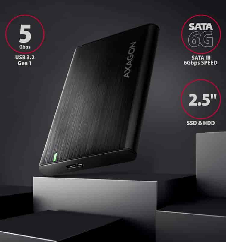 Axagon aluminijumska fioka USB 3.2 za 2,5 SSD/HDD