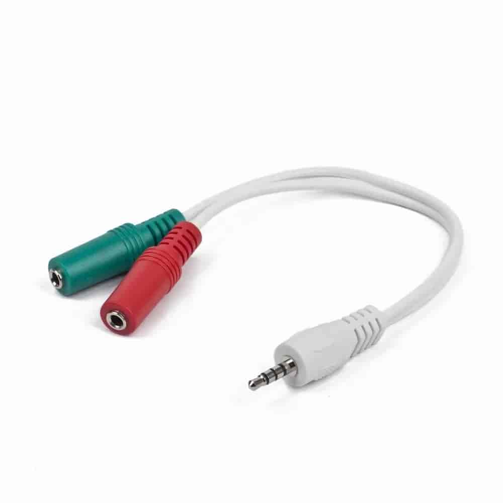 CCA-417W Gembird 2x 3.5 mm(slusalice i mikrofon) adapter na 1x 3.5mm(4 pin) cable, 0.2 m beli