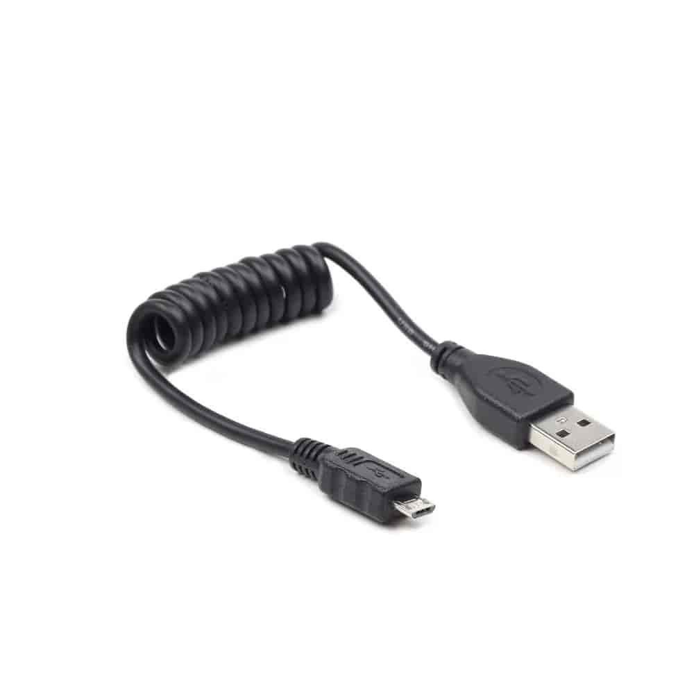 Coiled Micro-USB cable 0.6m