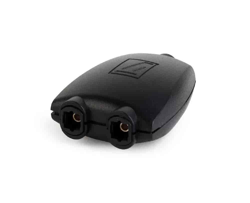Toslink optical signal splitter, 2 ports, black