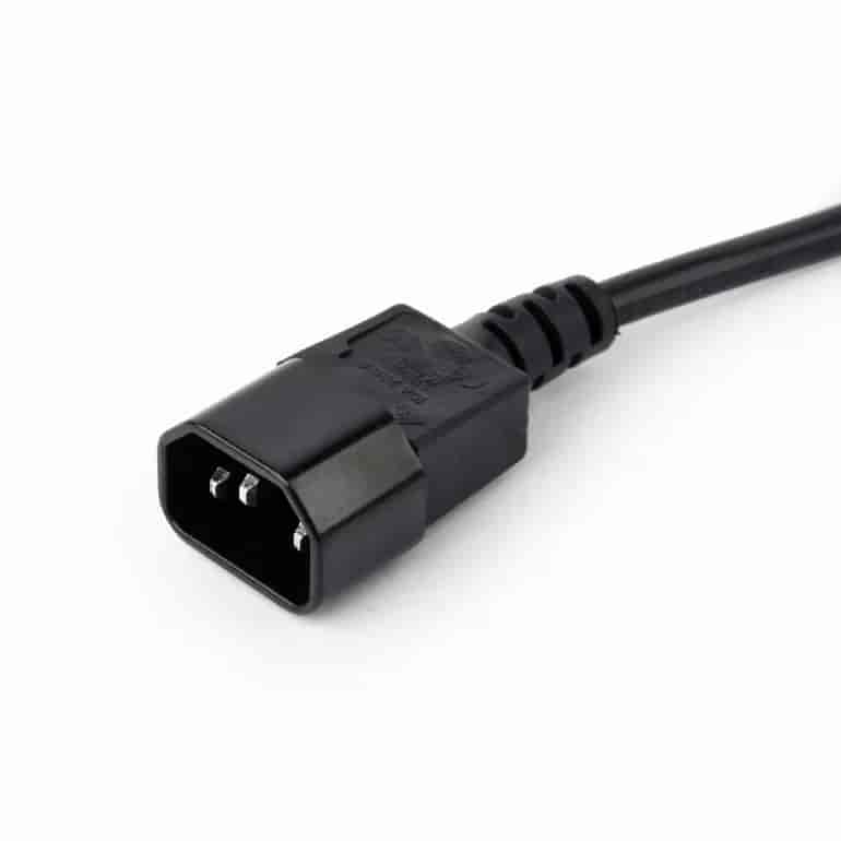UPS power strip, 3 Schuko sockets, fused switch, 16 A, C14 plug, 0.6 m cable, black