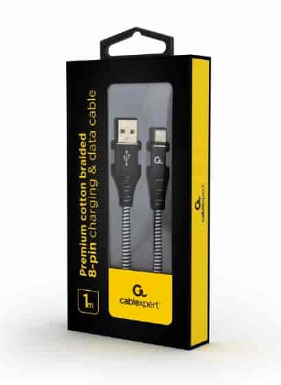 Pleteni USB kabl za iPhone, 1 m, crno/bijelo