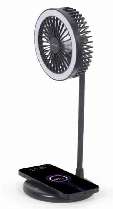 Stoni ventilator sa lampom i bežičnim punjačem, Gembird