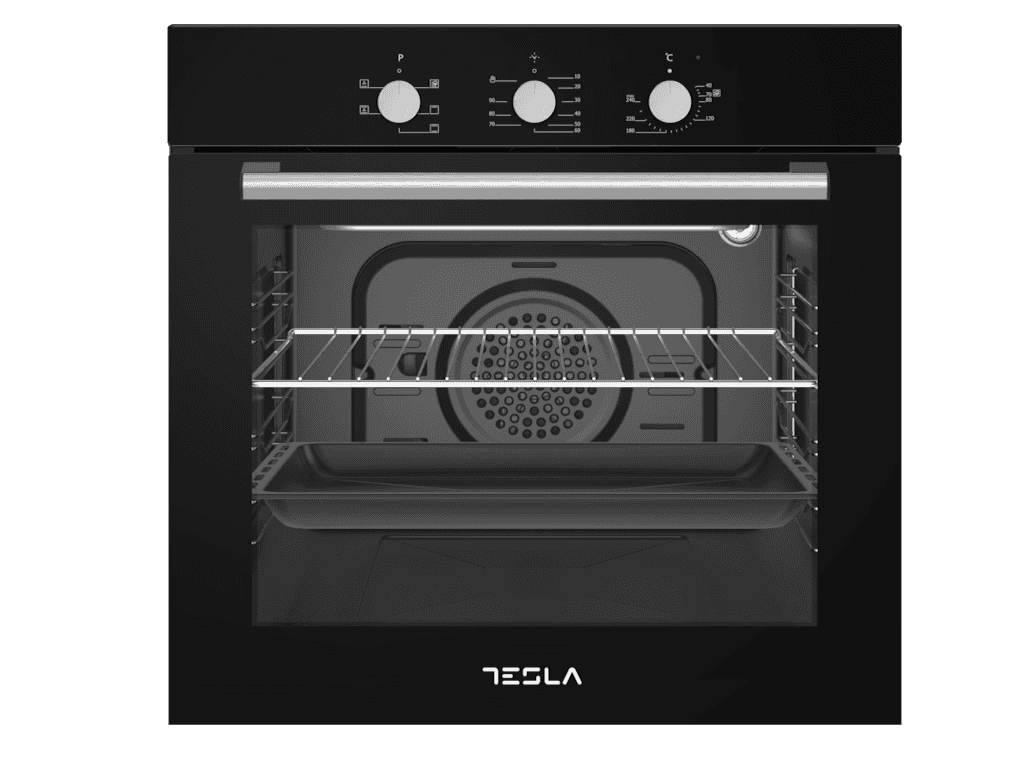 Tesla BO600SB ugradna rerna, 5 funkcija, mehaničke komande, tajmer, 60l, steam cleaner, black