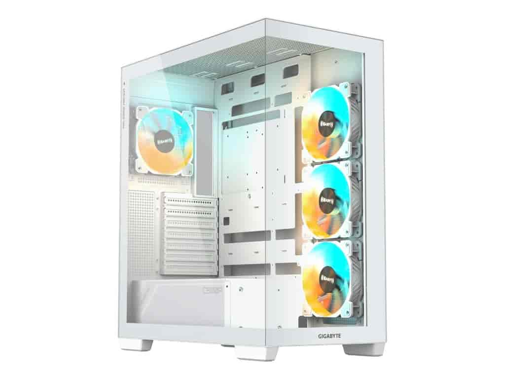 GIGABYTE C500 Panoramic Stealth ICE ATX Mid Tower Case, Pre-installed 4 ARGB fans, USB 3.0 x2, White