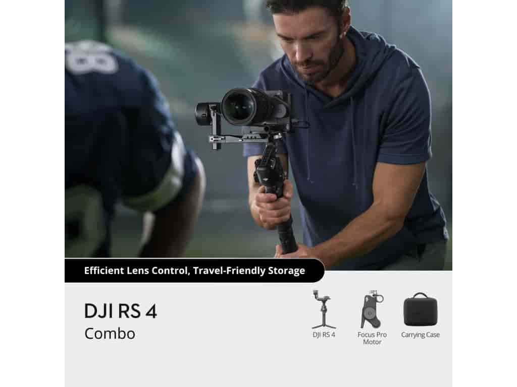 DJI RS 4 Combo - Lightweight commercial stabilizer, 3kg payload, Teflon coating, OLED TS
