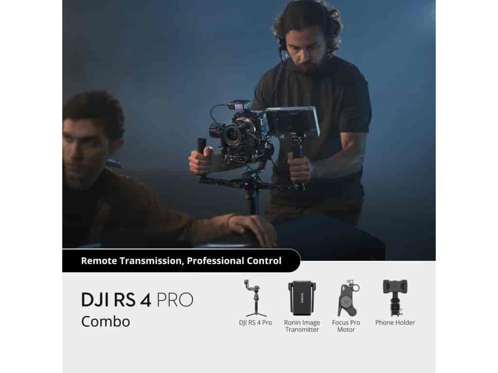 DJI RS 4 Pro Combo Camera Stabilizer, Teflon-Coated Axis, 4.5kg (6.6lbs) Payload, Image Transmitter