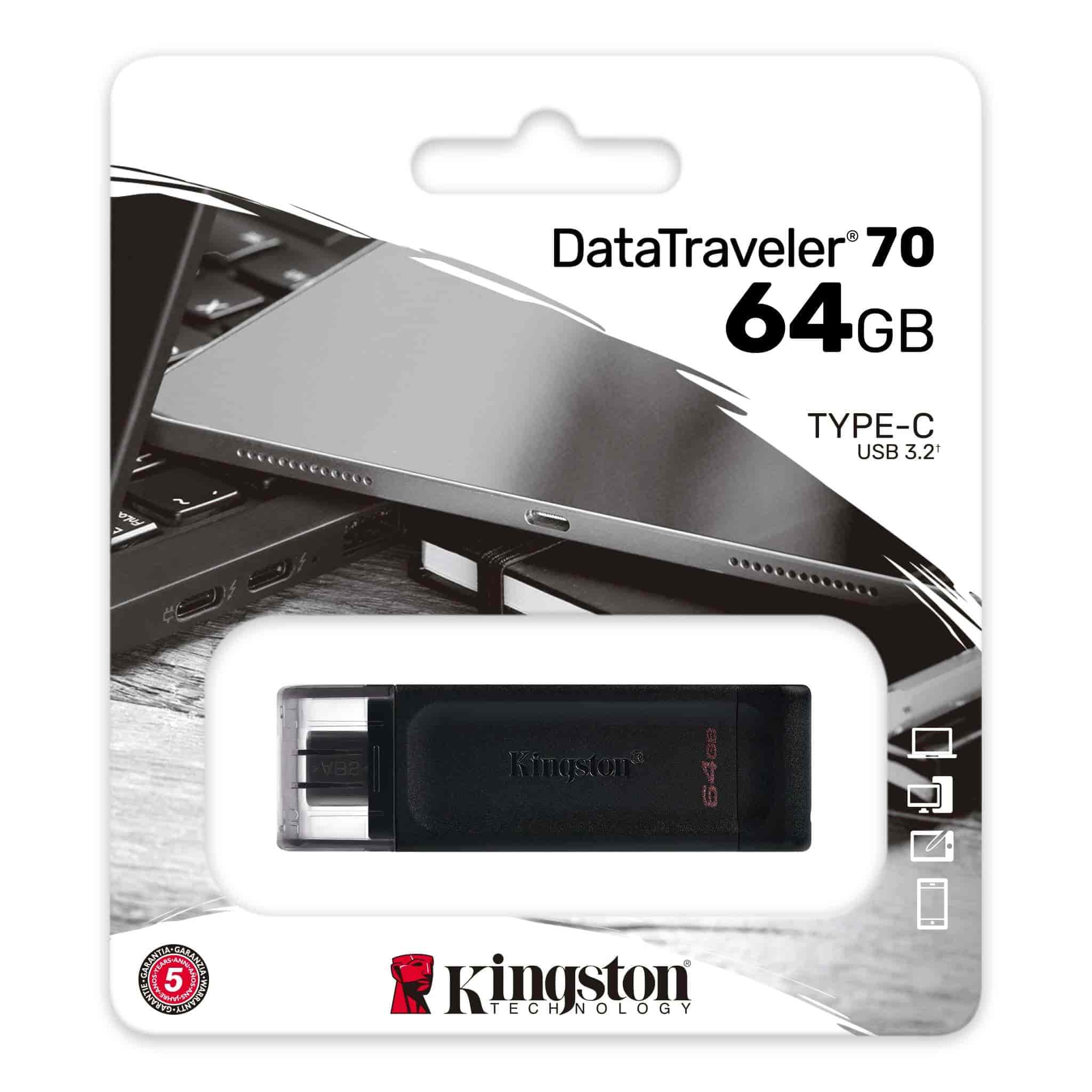 KINGSTON USB-C DISK 64GB DataTraveler70 USB 3.2 Gen 1, Type-C