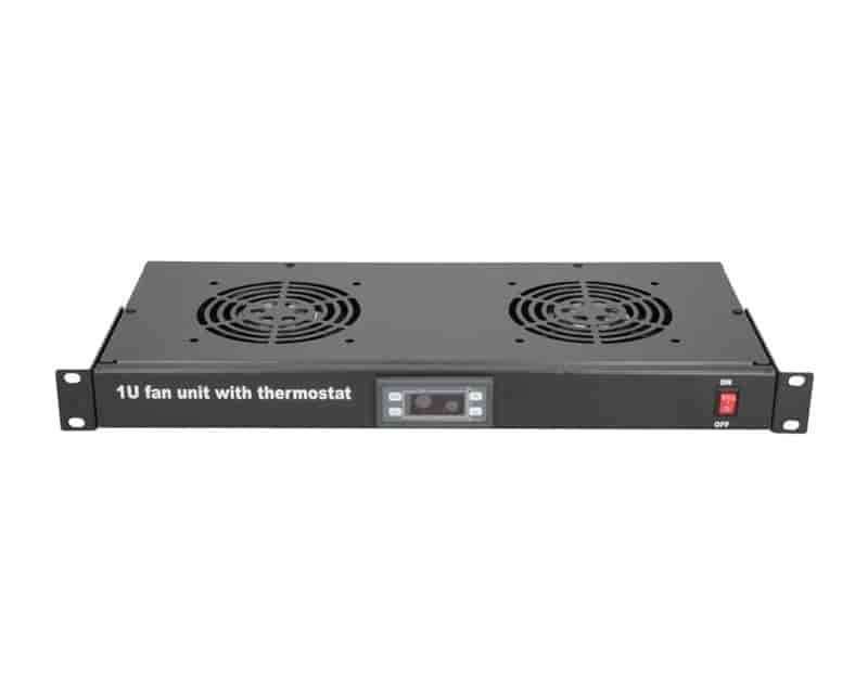 Ventilacioni panel-polica, dva ventilatora i termostat, 1U